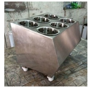 Spoon Sterilizer Heavy Duty SS 304 With 150 MM Deep Pans 6 Round Compartments Smooth Temperature Adjustable 30-120°C With 4 Side Glass Wool 2 KW On / OFF Switch With Indicator Dimension L24 X W24 X H14 Inch Warranty : 12 Months Any Manufacturing Defects