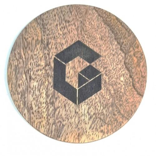Wooden Coaster  Acacia or Mango Wood With Logo Lacquer Polish Thickness 3 MM Round 8 CM