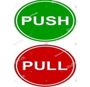 Self Adhesive Sticker Round Push Green / Pull Red PVC 100mm Pack of 2