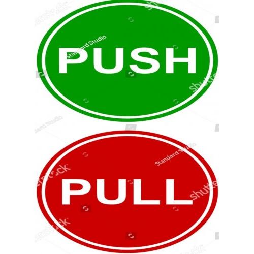 Self Adhesive Sticker Round Push Green / Pull Red PVC 100mm Pack of 2