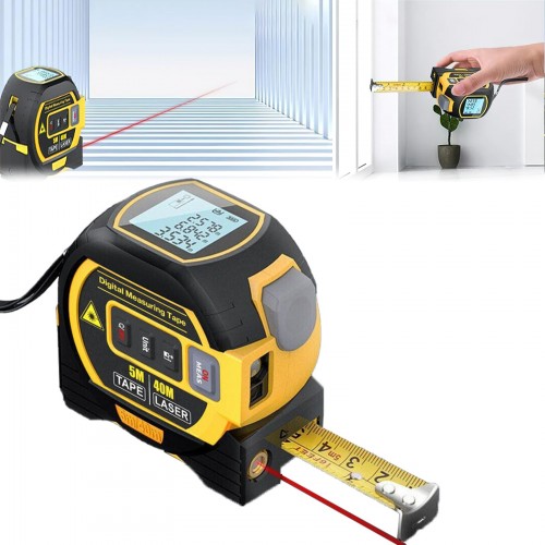 Avedia Digital Tape Measure 3 in 1 Infrared Distance Meter Device, Auto Electronic Measuring Tool, 40 Meter With Laser Level Line, Distometer, Feet Inch Measurement Machine Tools
