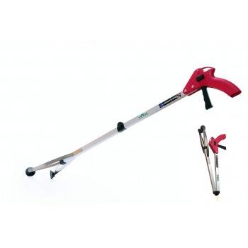 Garbage Picker Foldable Tool Grip Handle With Lock Latch Aluminum Pole ABS Handle Red Length 80 CM