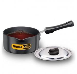 Hawkins Induction Saucepan IAS15S Futura Aluminium Black Hard Anodised With SS Lid 16 CM 1.5 Ltr 17.8D x 32.3W x 13.3H CM