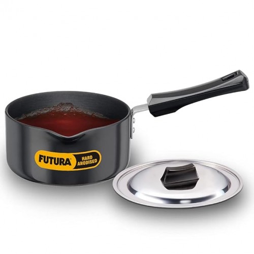 Hawkins Induction Saucepan IAS15S Futura Aluminium Black Hard Anodised With SS Lid 16 CM 1.5 Ltr 17.8D x 32.3W x 13.3H CM