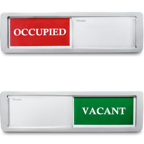 Vacant Occupied Sliding Door Plate Silver Acrylic 10x4 Inch