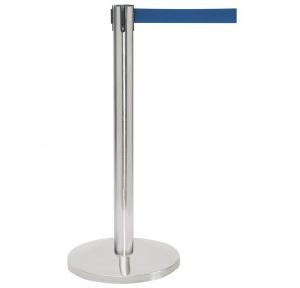 Dolphy Queue Manager DQMG0001 Silver Color SS Matt Finish With Belt Height 1130 MM Base 350 MM Weight 9.5 Kg Belt Color Blue Belt Length 2 Mtr
