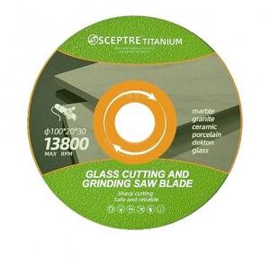 Sceptre Saw Blade For Glass Cutting and Grinding Professional Disc 100 MM 13800 RPM Cutter Disc For Marble Granite, Glass Angle Grinder Dry Cutting Grinding Blade Green
