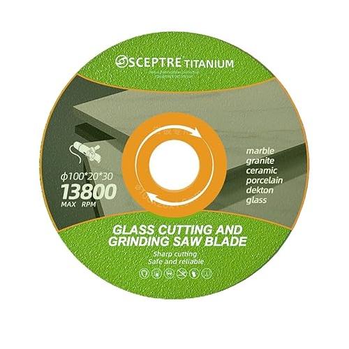 Sceptre Saw Blade For Glass Cutting and Grinding Professional Disc 100 MM 13800 RPM Cutter Disc For Marble Granite, Glass Angle Grinder Dry Cutting Grinding Blade Green