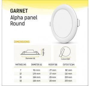 Wipro Led Alpha Panel Light DJ41265 Garnet Round 15W Cool White 184 MM 6500K