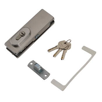 Hafele Corner Patch Lock With Cylinder 981.50.030 Bottom Patch Fitting 981.50.010 With Top Patch Fitting 981.50.020 SS Matt Finish