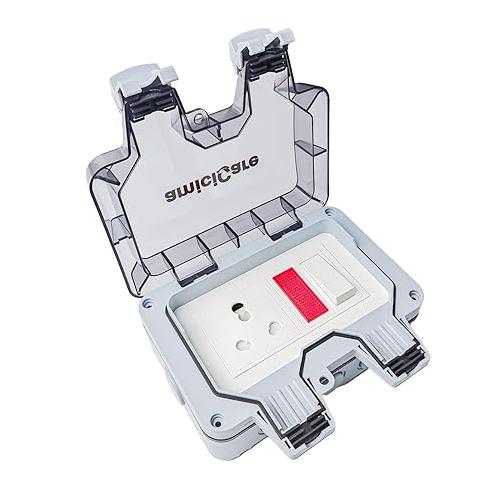 Amicicare Socket Switch Waterproof  With Power Indiactor 6/16Amp Outdoor Electric Switch Socket Box IP66