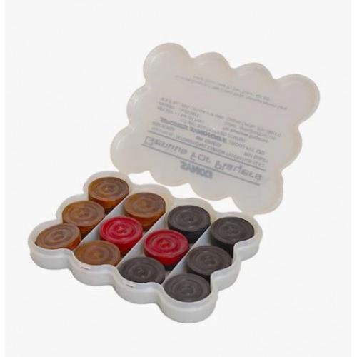 Synco Carrom Coins Genius For Champion Thickness 7 MM Packaging and Contains 24 Coins (11 Brown, 11 Black, 2 Red)