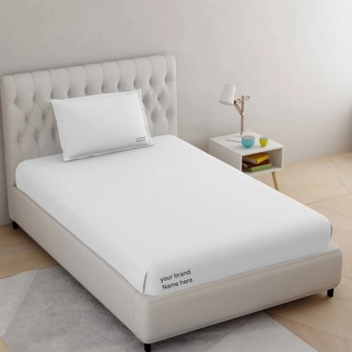Cotton Bedsheet Single Bed 60x90 Inch White With Embroidered Logo
