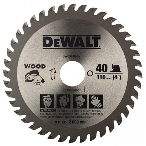Dewalt Circular Saw Blade DW03410 110 MM 40T TCT for Cutting MDF Plywood and Laminated Wood