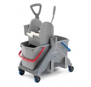 Uniclean Double Bucket Trolley  UW04 With Caddy Plastic Wringer Janitor Cleaning 25+25 Kg