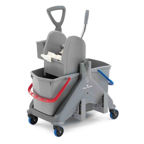 Uniclean Double Bucket Trolley  UW04 With Caddy Plastic Wringer Janitor Cleaning 25+25 Kg