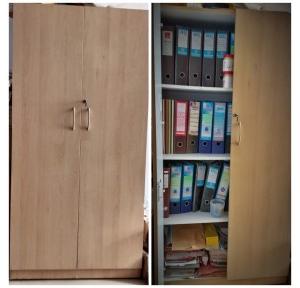 Wooden Cupboard With Shelves W610xD476xH1829 MM Plywood Thickness 18 MM With Edge Binded Finish 4 Nos Adjustable Shelves With Door and Lock