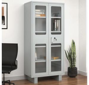 Nilkamal Office Almirah Magna KD Glass Door Grey Dimensions H197xW90xD51 CM Weight 62 Kg