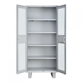 Nilkamal Office Almirah Magna KD Glass Door Grey Dimensions H197xW90xD51 CM Weight 62 Kg