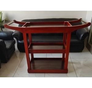 Wood Trolley Sagwan Sturdy 3-Tier With Polish Stainless Steel Handle H3xW1.5xL2.5 Feet