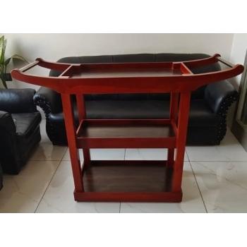 Wood Trolley Sagwan Sturdy 3-Tier With Polish Stainless Steel Handle H3xW1.5xL2.5 Feet