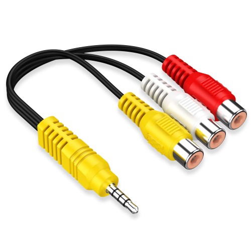AV Component Adapter Cable 3.5MM to 3 RCA 23CM/9in (Red, Yellow, White, Black)