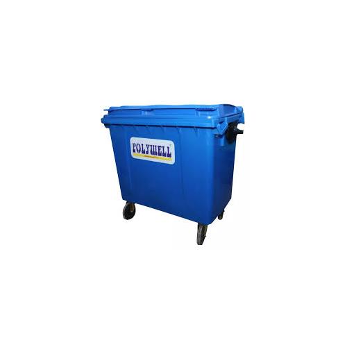 PolyWell Dustbin PW1100 Four Wheeled Color Blue Plastic 1100 Ltr L136 X W106 X H137 CM