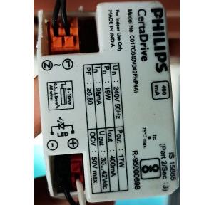 Philips LED Driver C017C040V042FNP4AI Certa Un:240V 50Hz Pn:19W In:95mA Pout:17W Iout:400mA Uout:30-42V DC