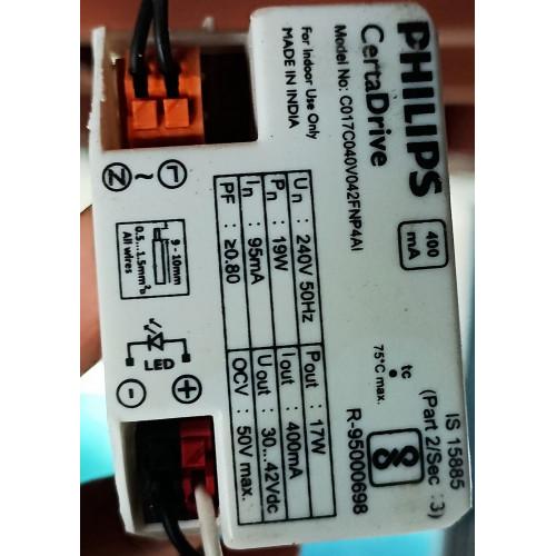 Philips LED Driver C017C040V042FNP4AI Certa Un:240V 50Hz Pn:19W In:95mA Pout:17W Iout:400mA Uout:30-42V DC