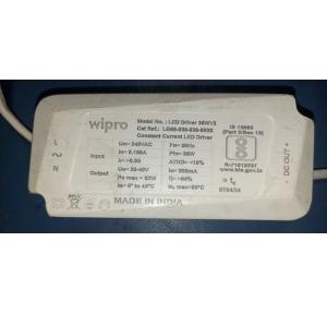 Wipro LED Driver Constant Current Un:240V 50Hz, PIn:36W, In:0.160A, Pout:32W(max), Iout:900mA, Uout:30-40V DC Model Led Driver 36WV3