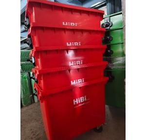 Hibi Dustbin Four Wheeled Trolley Color Red HDPE 1100 Ltr L137 X W104 X H129.54 CM