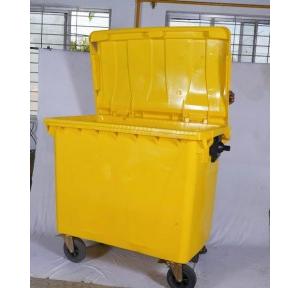 Hibi Dustbin Four Wheeled Trolley Color Yellow HDPE 1100 Ltr L137 X W104 X H129.54 CM