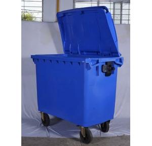 Hibi Dustbin Four Wheeled Trolley Color Blue HDPE 1100 Ltr L137 X W104 X H129.54 CM