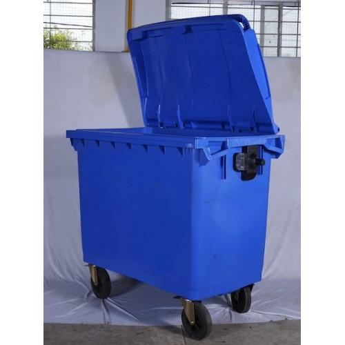Hibi Dustbin Four Wheeled Trolley Color Blue HDPE 1100 Ltr L137 X W104 X H129.54 CM