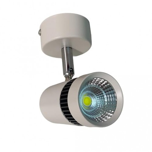 LED Spot Light Aluminum Powder Coated White Finish 9W 6500K Cool White