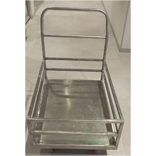 Platform Trolley 4 Side Support Railing Weight Capacity Upto 400 Kg Base Frame SS Angle Covered by SS Sheet of 14 Gauge SS 304 2 X 3 Feet