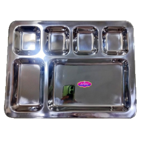 Compartment Plate SS304 5 Plus 1 800gm Stainless Steel 320x420mm