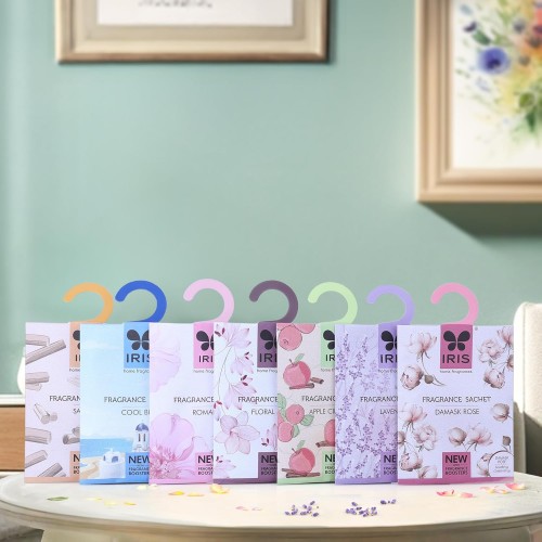 Iris Home Fragrances Set of 7 Fragrance Sachet-Sandal, Cool Blue, Floral Musk, Romance, Lavender, Apple Cinnamon and Damask Rose 10gm
