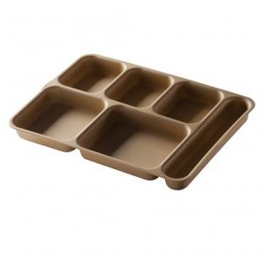 Cambro Nilkamal 6 Compartment Plate 10146DCW133 Without Lid Polycarbonate W25.4xD36.1xH3.3 CM Beige