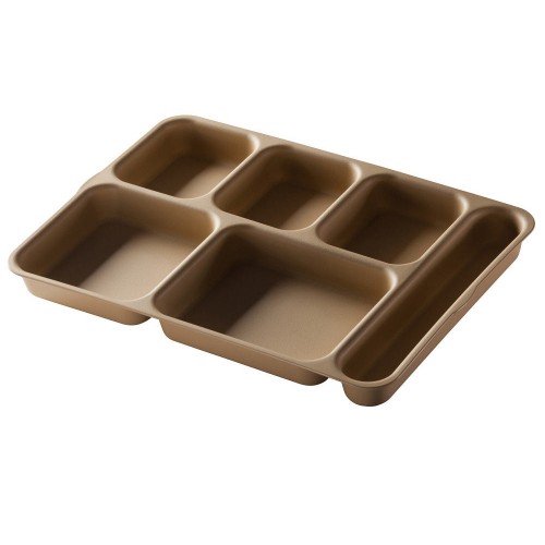 Cambro Nilkamal 6 Compartment Plate 10146DCW133 Without Lid Polycarbonate W25.4xD36.1xH3.3 CM Beige