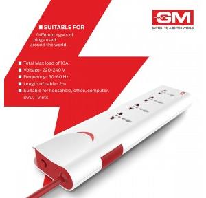 GM Extension Cord 3060 E-Book Power Strip 240 Volts With 2 Mtr Heavy Duty