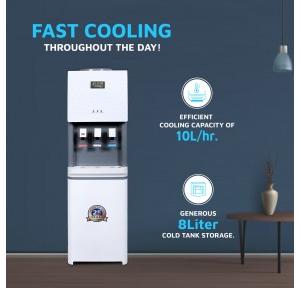 Atlantis Water Dispenser Jumbo Plus SS Hot, Cold and Normal Floor Standing White 8 Ltr Storage Capacity Cools 10 Ltr Per Hour