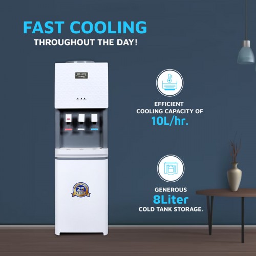 Atlantis Water Dispenser Jumbo Plus SS Hot, Cold and Normal Floor Standing White 8 Ltr Storage Capacity Cools 10 Ltr Per Hour