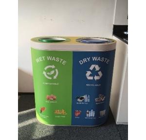 Duo Dustbin with Swing Lid FRP 60 Ltr x 2 Bins H30xD14xW29