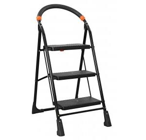 Trendy Ladder Cameo Foldable Step With Anti-Skid Shoes Black Heavy Duty 4 ft 3 Step
