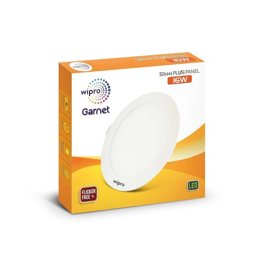 Wipro LED Panel Light 1614 Slim Plus Garnet Round 16W 6500K Cool White 172 MM 1280lm