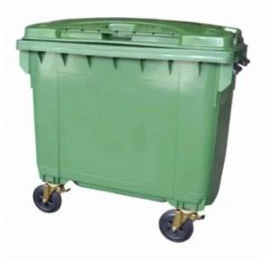 Sheetal Waste Bin Moulded Four Wheeled LDPE With MS Frame Green Plastic 600 Ltr D30xW52xH46 Inch