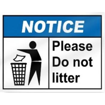 Do Not Litter Sign Wall Mounted With SS Stud Acrylic 12x8 Inch 3 MM