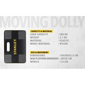 Stanley Trolley SXWT-MS572-SP Plywood Moving Dolly Heavy Duty Capacity 200 Kg Nylon Wheels 76 MM Plastic 45x30x12.5 cm
