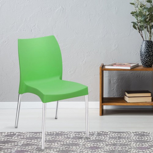 Nilkamal Chair Novella 07 Plastic Armless Green W55 x D44 x H80 cm